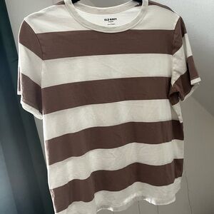 Old Navy Chocolate and Cream Striped Tee